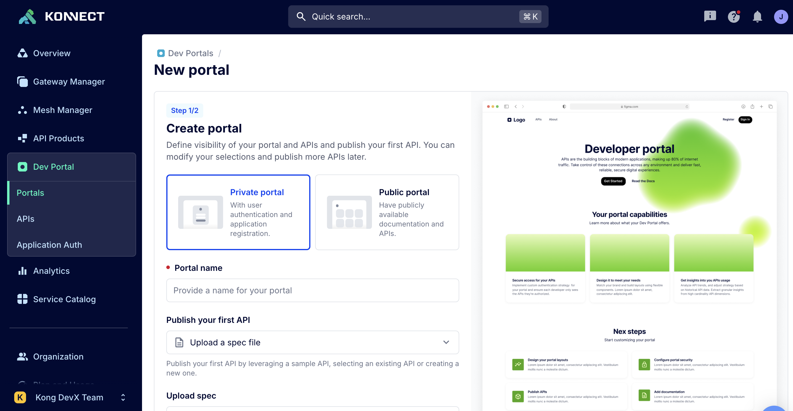 Create Dev Portal